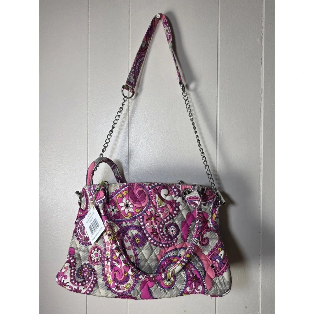 Vera Bradley Paisley Chain Bag Pink Quilted Shoulder Handbag Purse